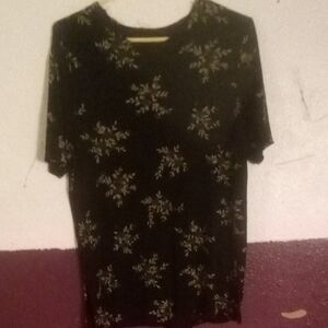 White by Vera Wang Black Floral Blouse